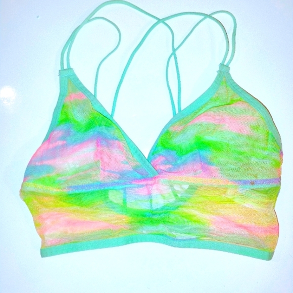 Women's No Boundaries Pastel Tie Die Nylon Spandex Mesh Bralette Size S Y2K - Picture 1 of 10